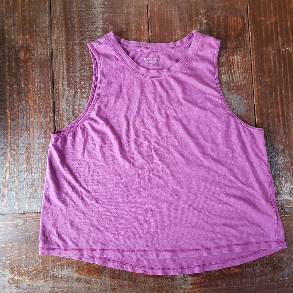 Athleta Daily Organic Cropped Tank, L, Mulberry